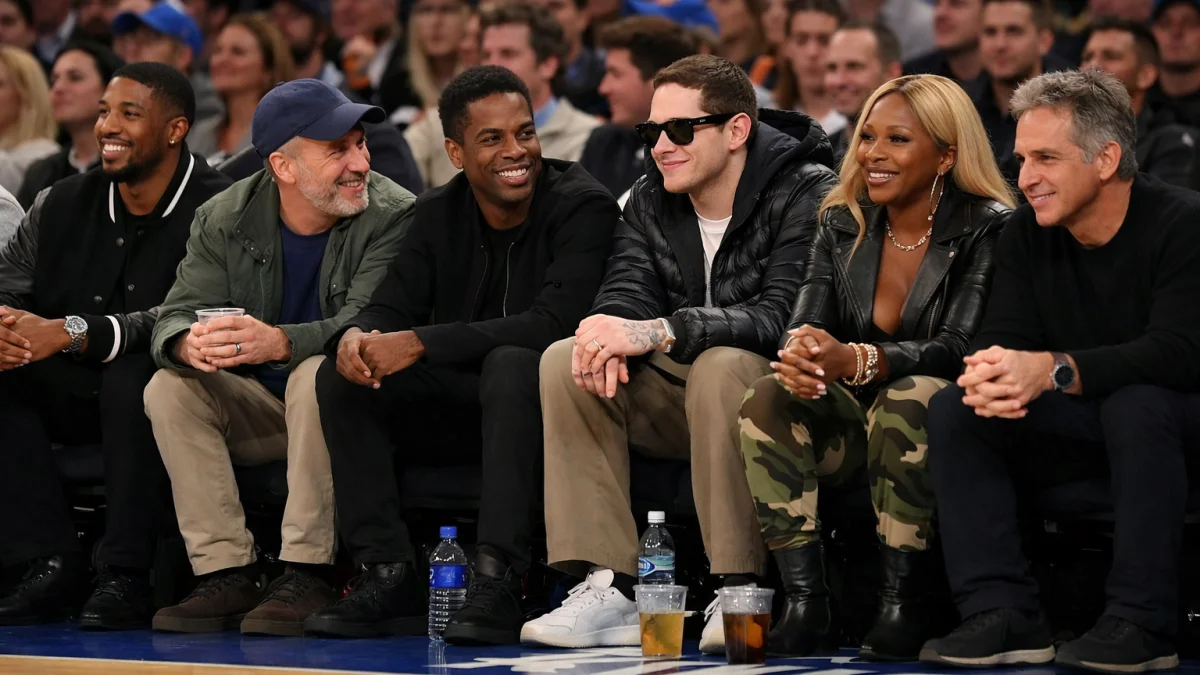 Celebrity Row at Knicks Game Features High Profile Attendees
