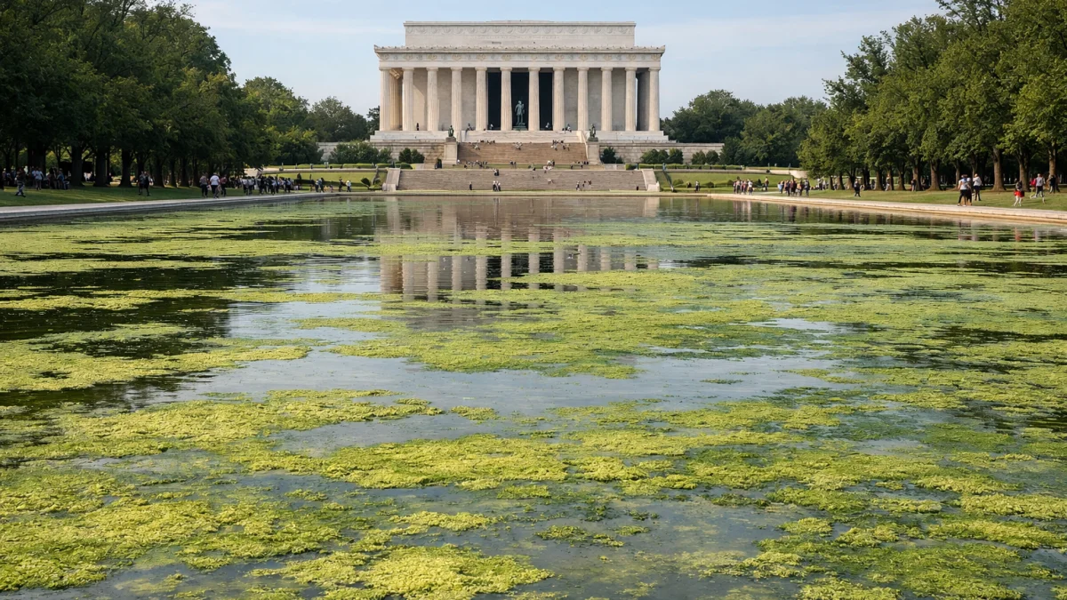 Algae Spreads Across Renovated Lincoln Memorial Reflecting Pool