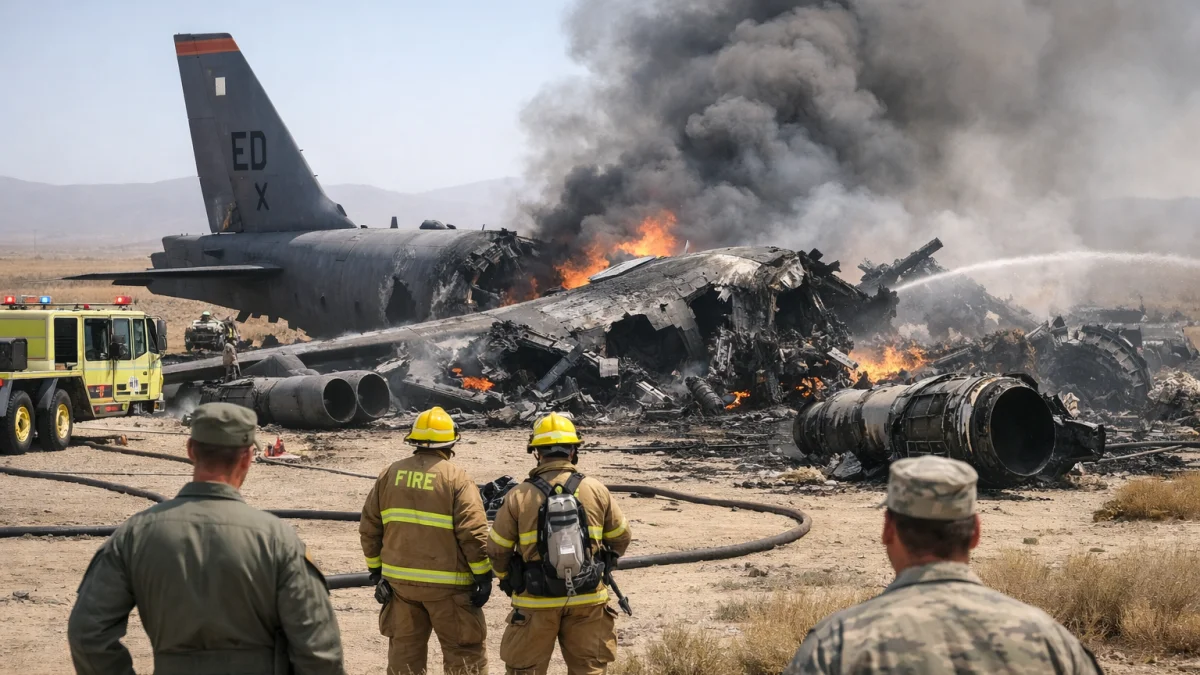 B-52 Stratofortress Bomber Crashes at Edwards Air Force Base Killing Crew