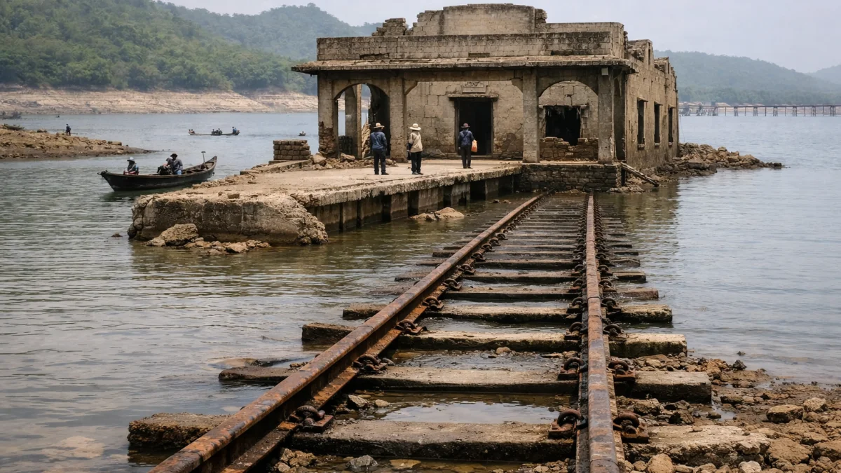 Thailand WWII Death Railway Station Emerges After Decades Underwater