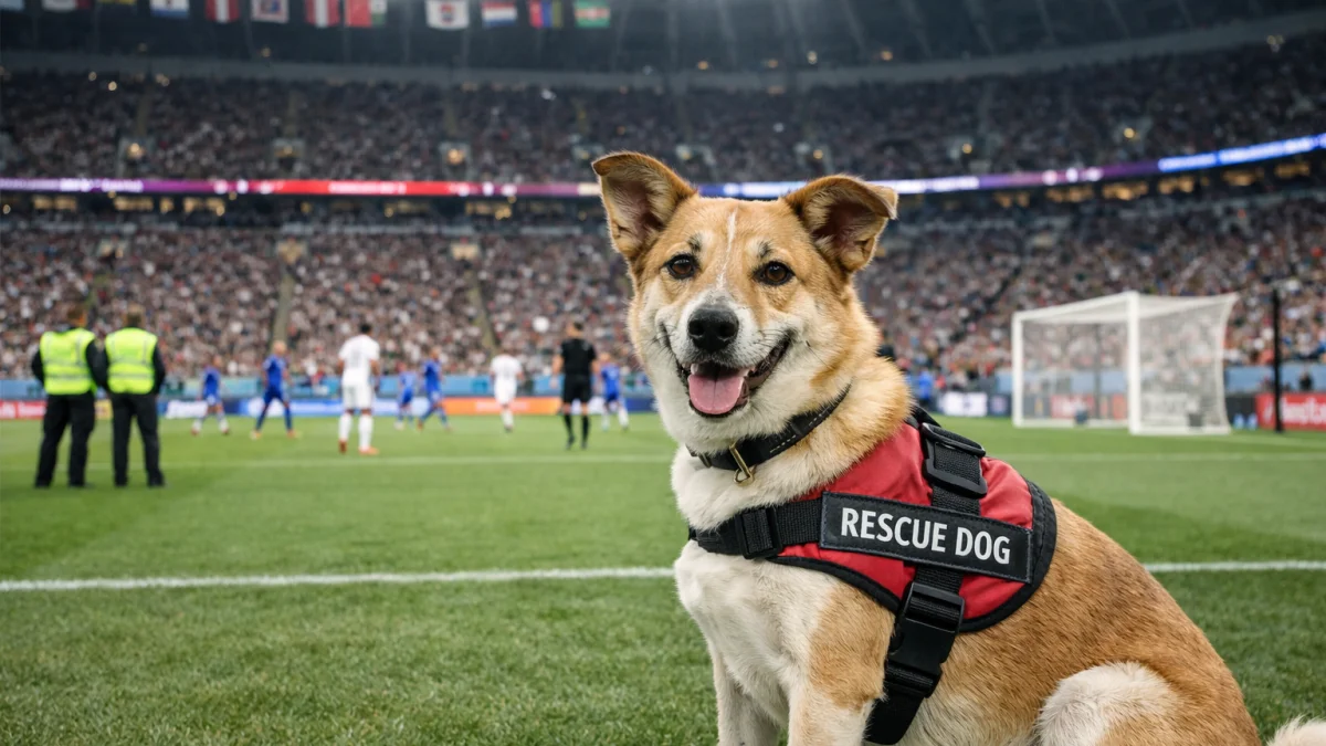 Rescue Dog Gains Attention at World Cup Events