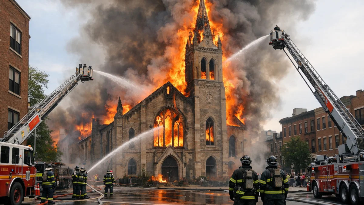 Massive Fire Guts Historic Church in Brooklyn Neighborhood
