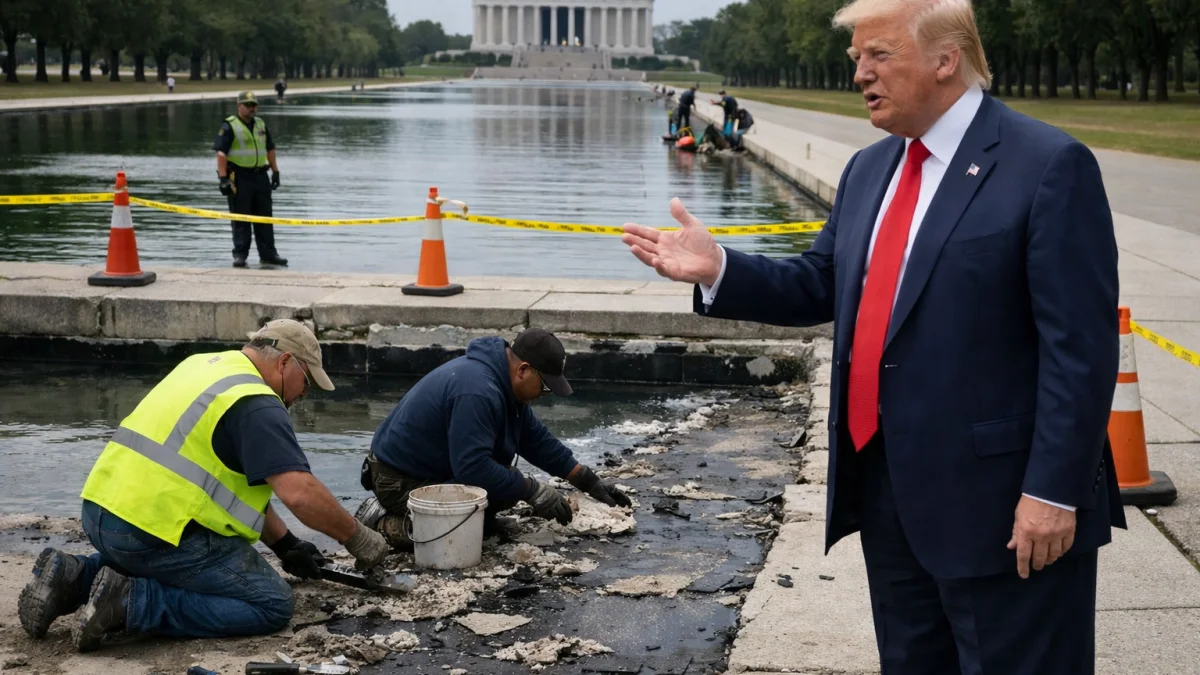 Trump Insists Vandals Caused Reflecting Pool Sealant Issues