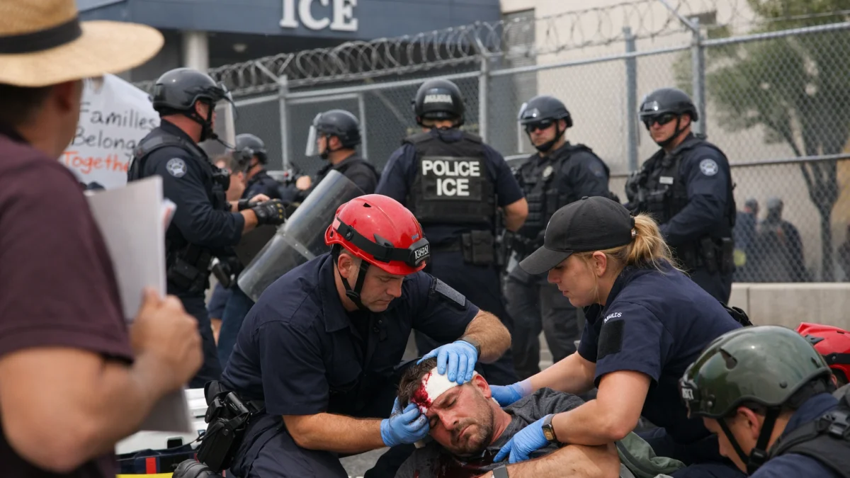 Protester Injured at ICE Facility During Father’s Day Demonstration
