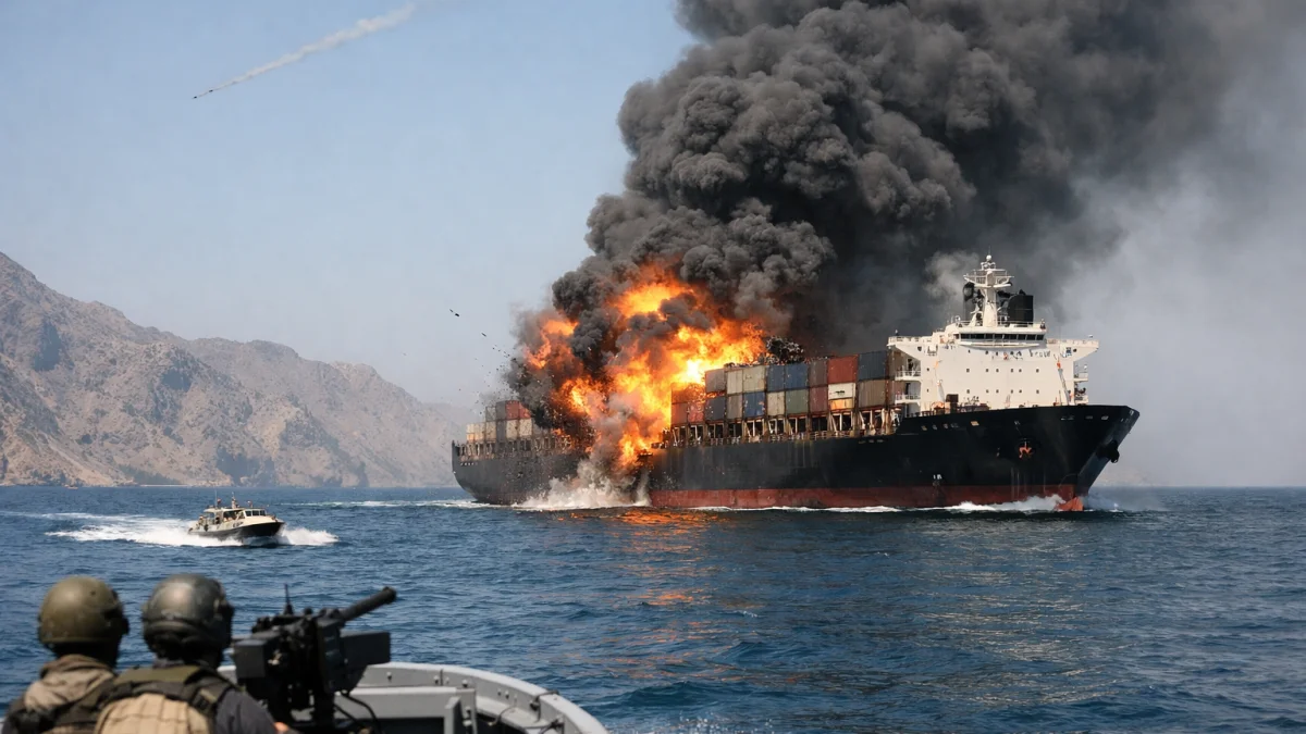 Iran Strikes Cargo Ship in Strait of Hormuz Prompting UN to Pause Evacuation Efforts
