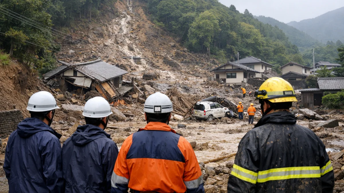 Japan Issues Mudslide Warnings After Double Storms Hit Southern Regions