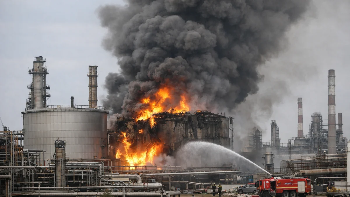 Ukraine Drone Strike Sets Russian Oil Refinery Ablaze Again
