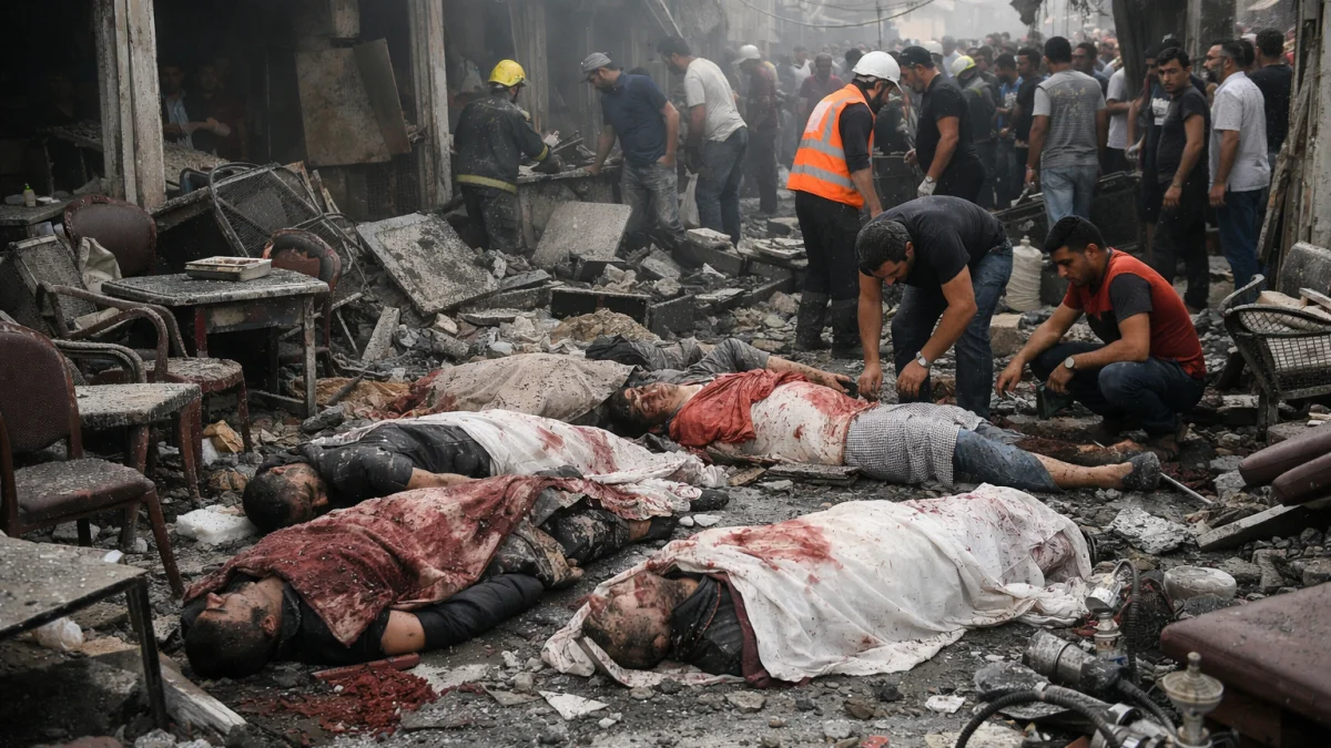Israeli Attacks Kill Dozens in Gaza Including Cafe Strike Victims