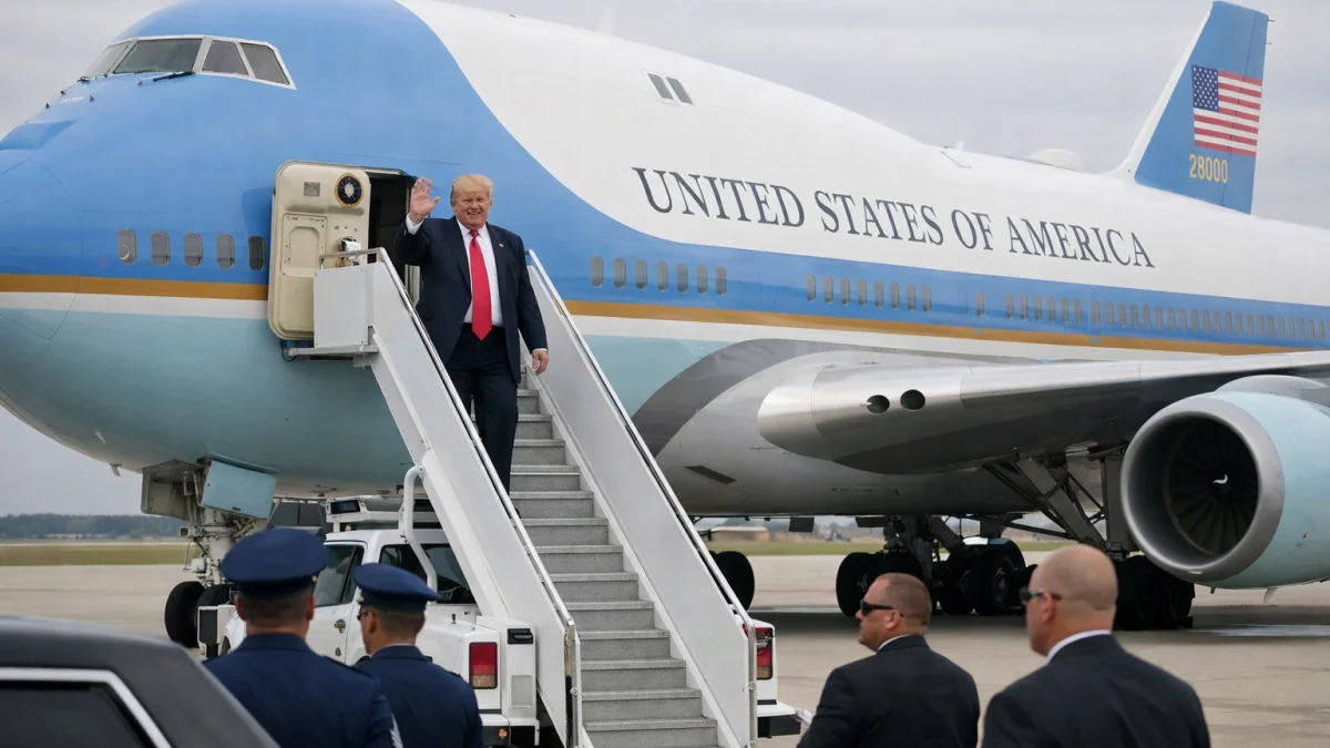 Trump Takes Inaugural Flight on Qatar-Gifted Air Force One