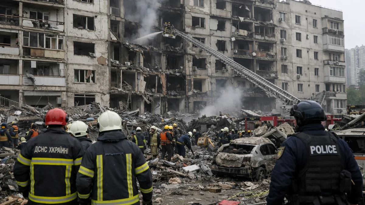 Russian Missile and Drone Strikes Kill at Least Five in Kyiv