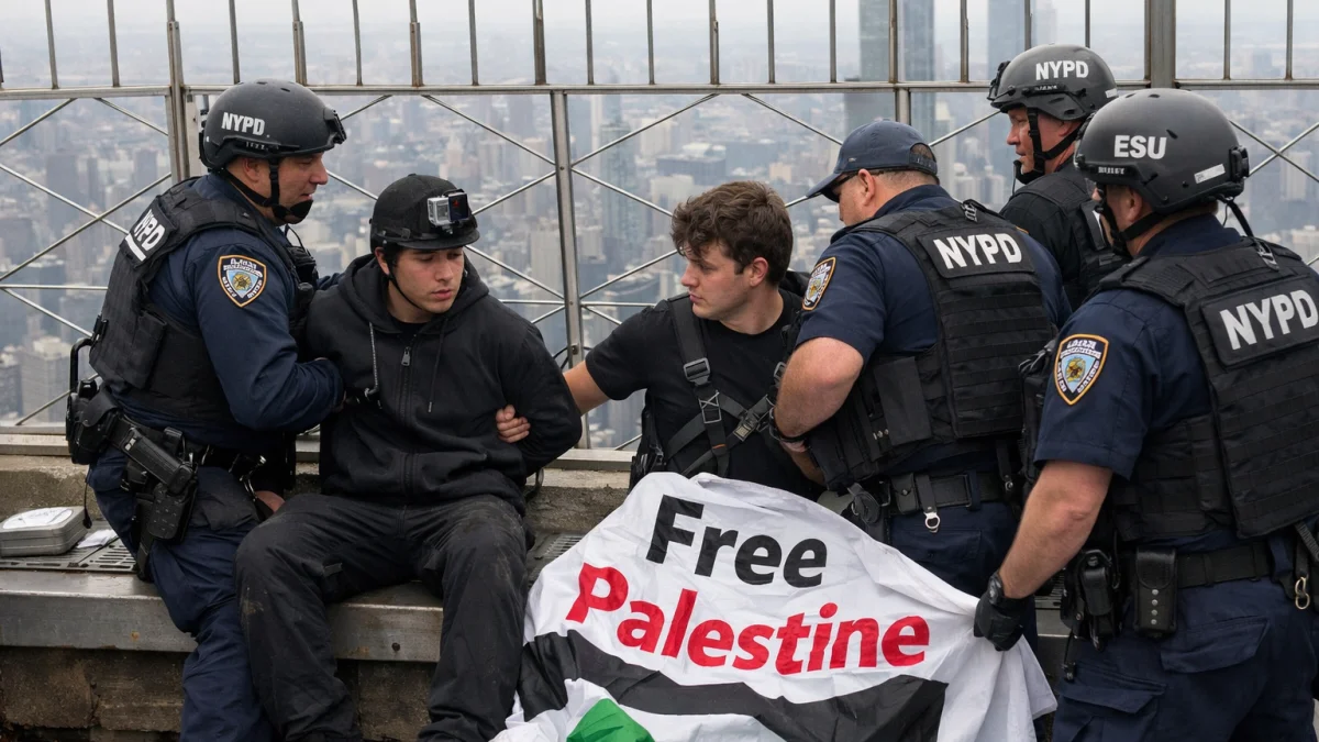 Two Detained After Climbing Empire State Building With Banner