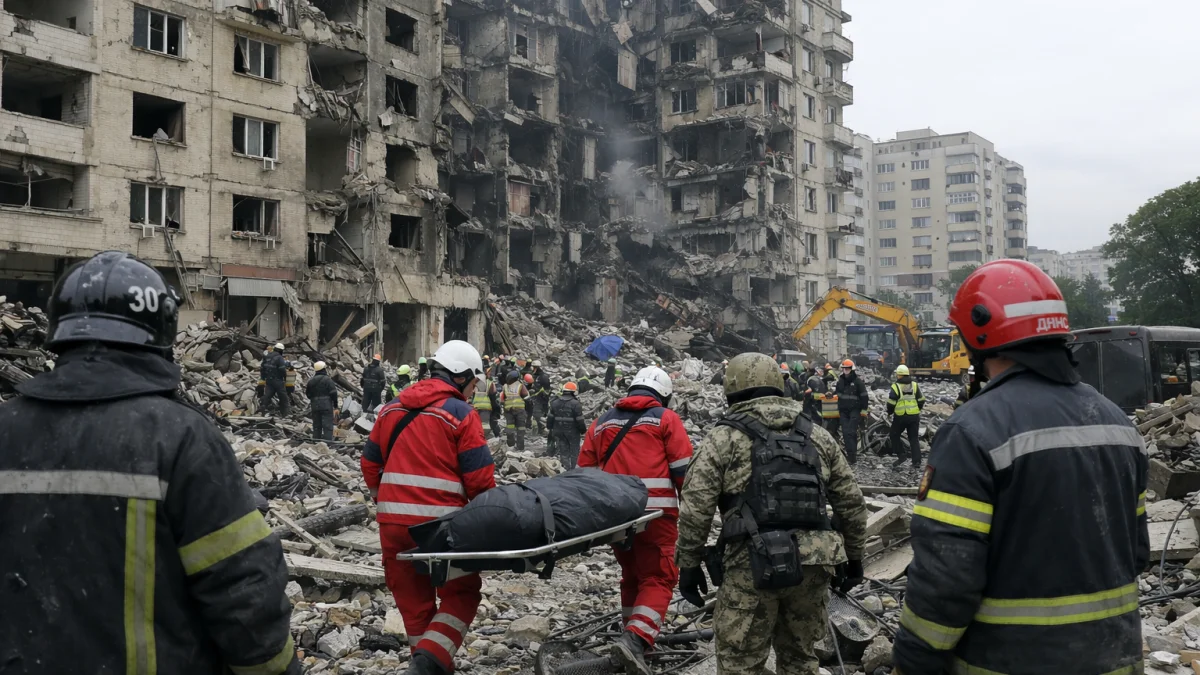 Russia Launches Massive Strike on Kyiv Killing at Least 25