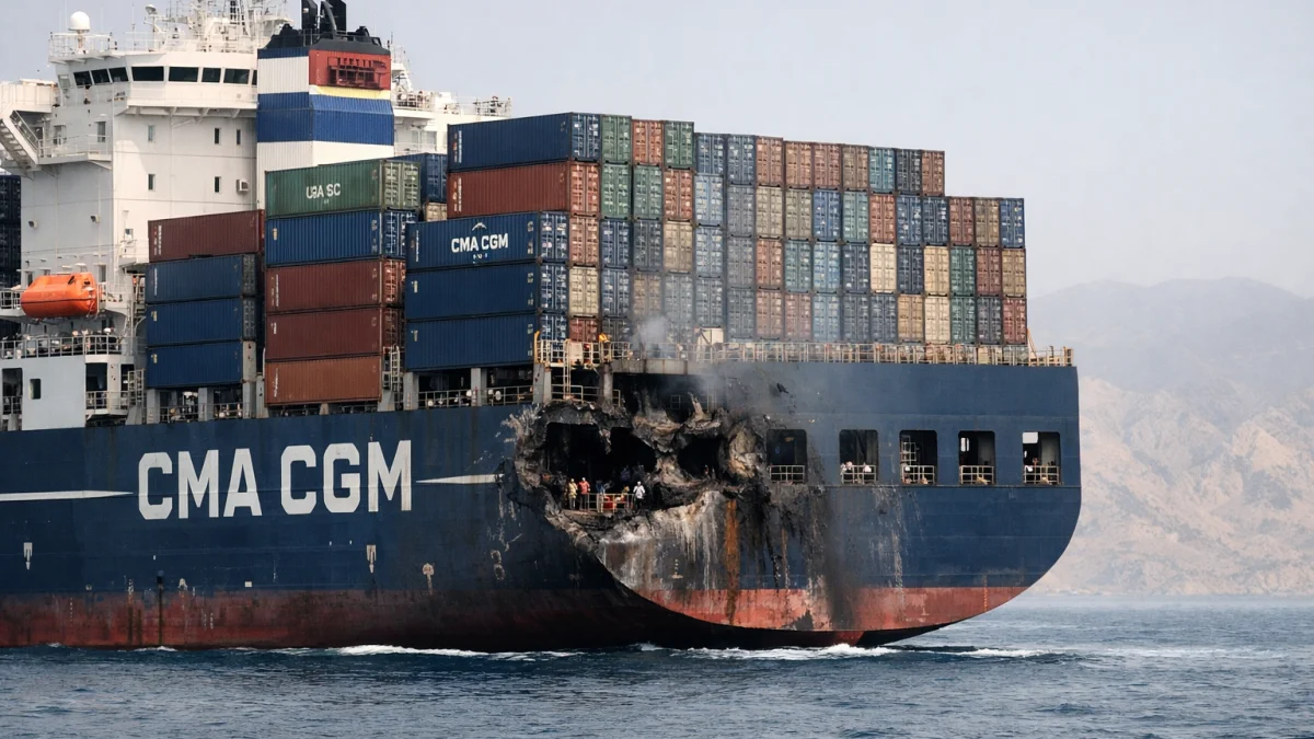 CMA CGM Ship Damaged by Missile in Hormuz Strait