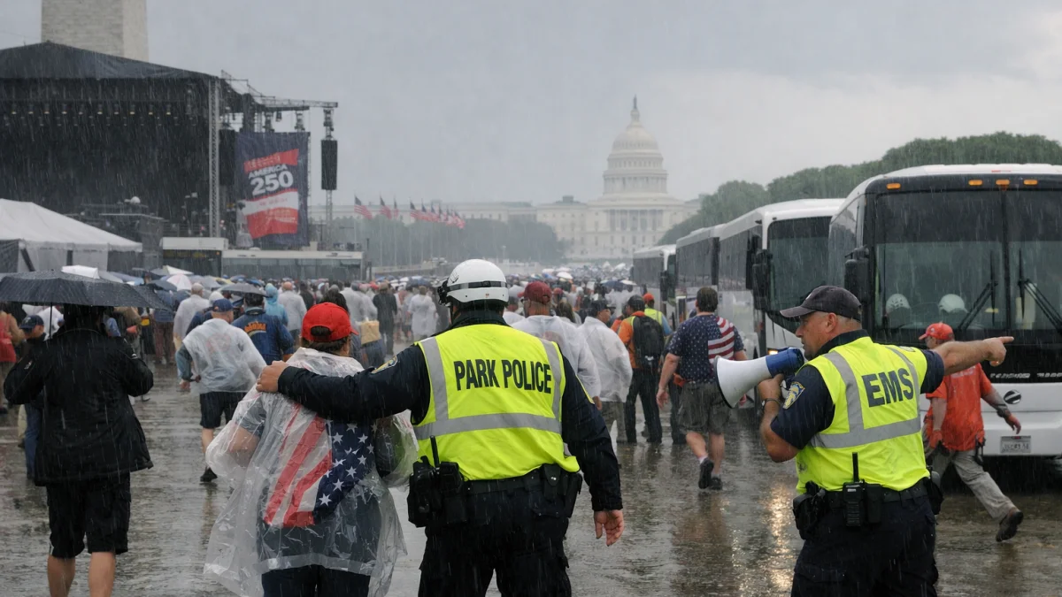 Extreme Weather Forces Evacuations During Washington America 250 Events