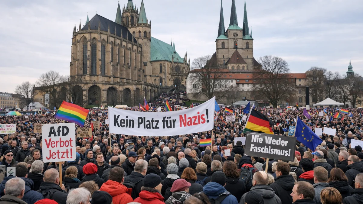 Protests Against Far-Right Party Held in German City of Erfurt