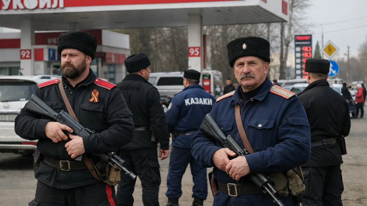 Cossacks Guard Russian Petrol Stations Amid Fuel Shortages