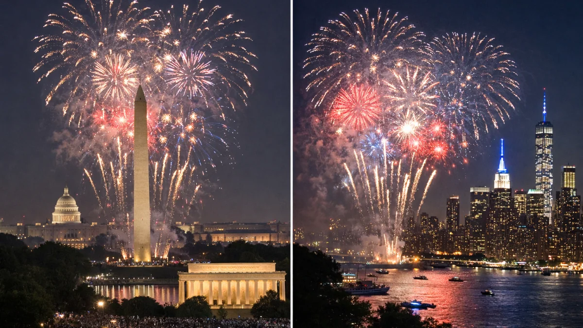 Disney Fireworks Light Up Skies Over DC and New York