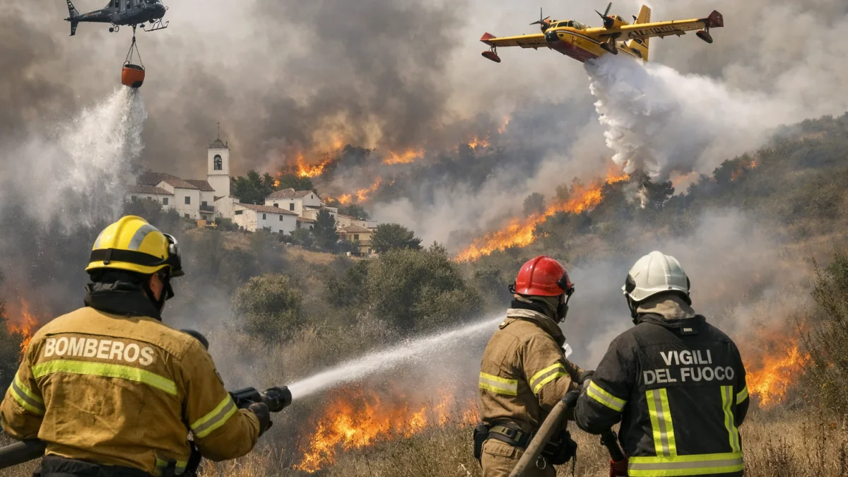 Firefighters Battle Multiple Raging Wildfires Across Several European Countries