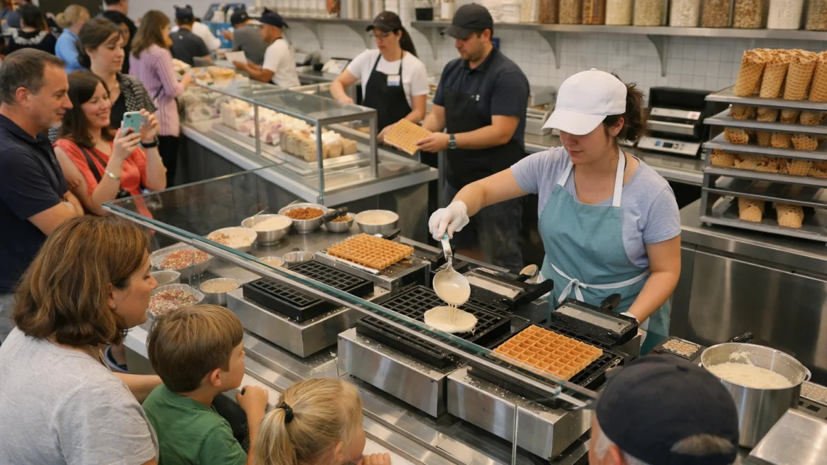 New Ice Cream Shop Opens with Innovative Waffle Theater