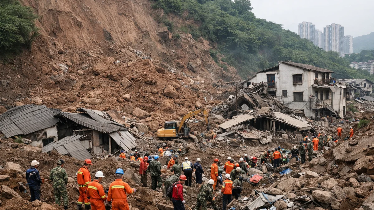 Landslide Buries Multiple Homes in Chongqing China