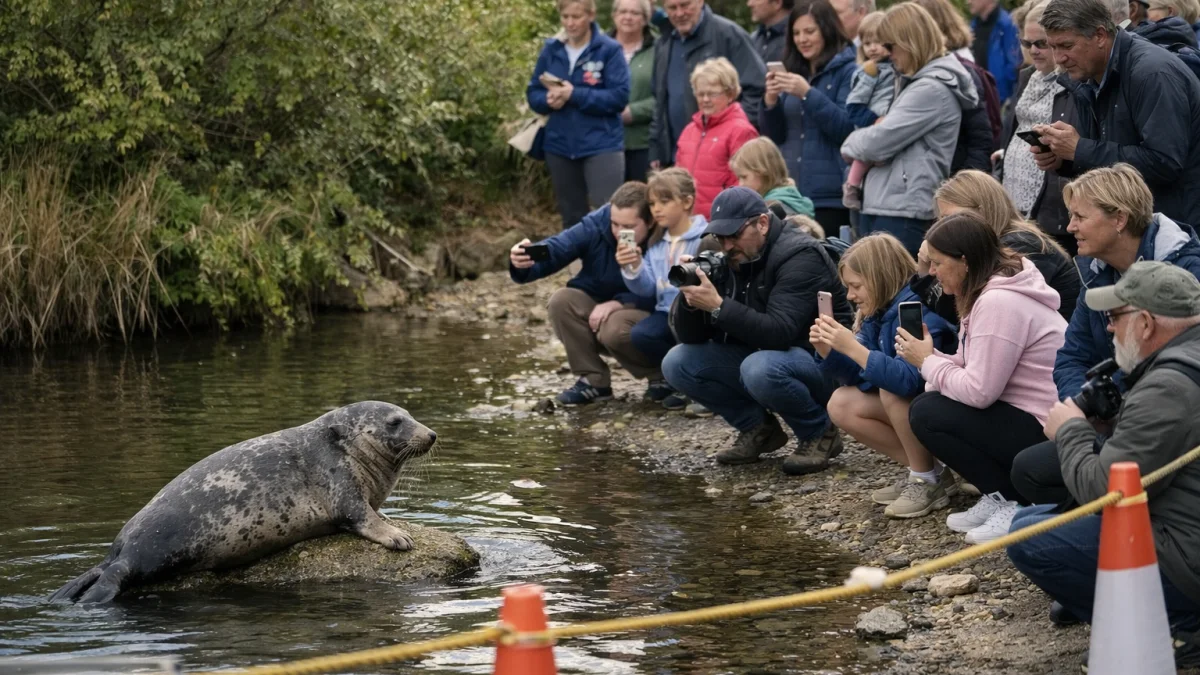 Crowds Drawn to Mischievous Seal Prompt Safety Warnings