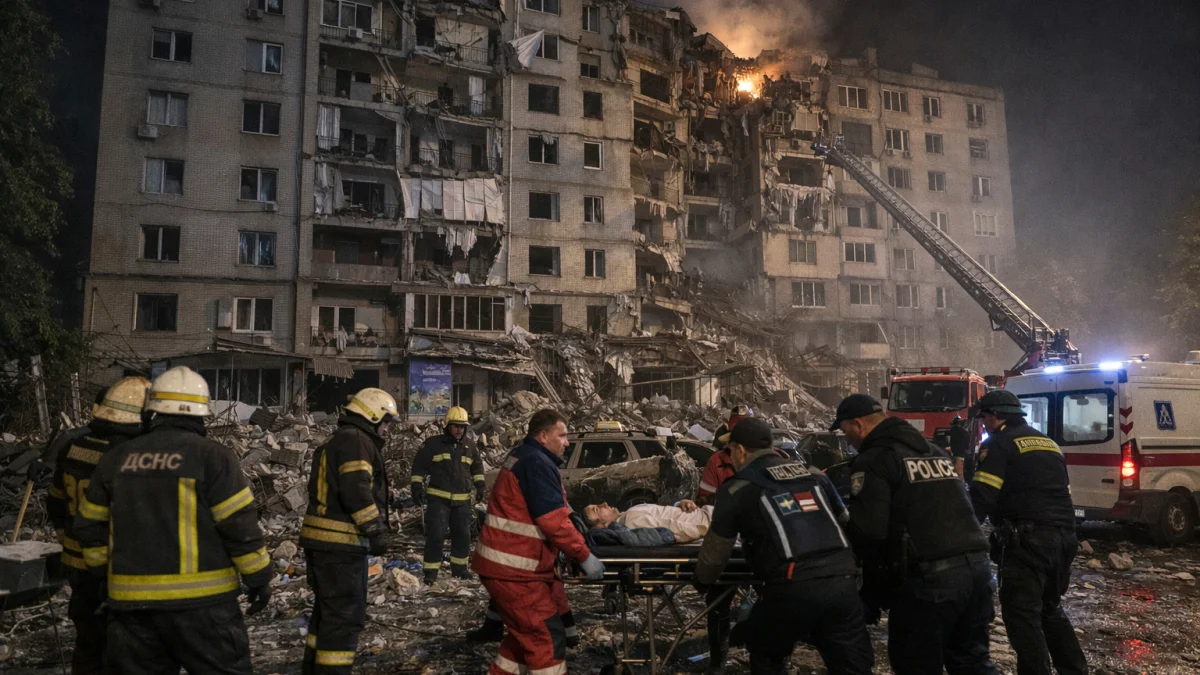 Russian Missiles Strike Kyiv in Major Overnight Attack Killing at Least One