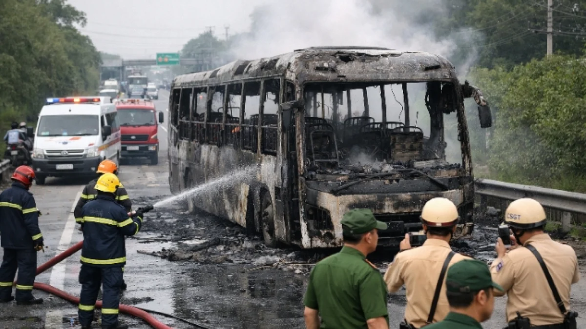 Vietnam Bus Fire Kills Seven Passengers on Highway Route