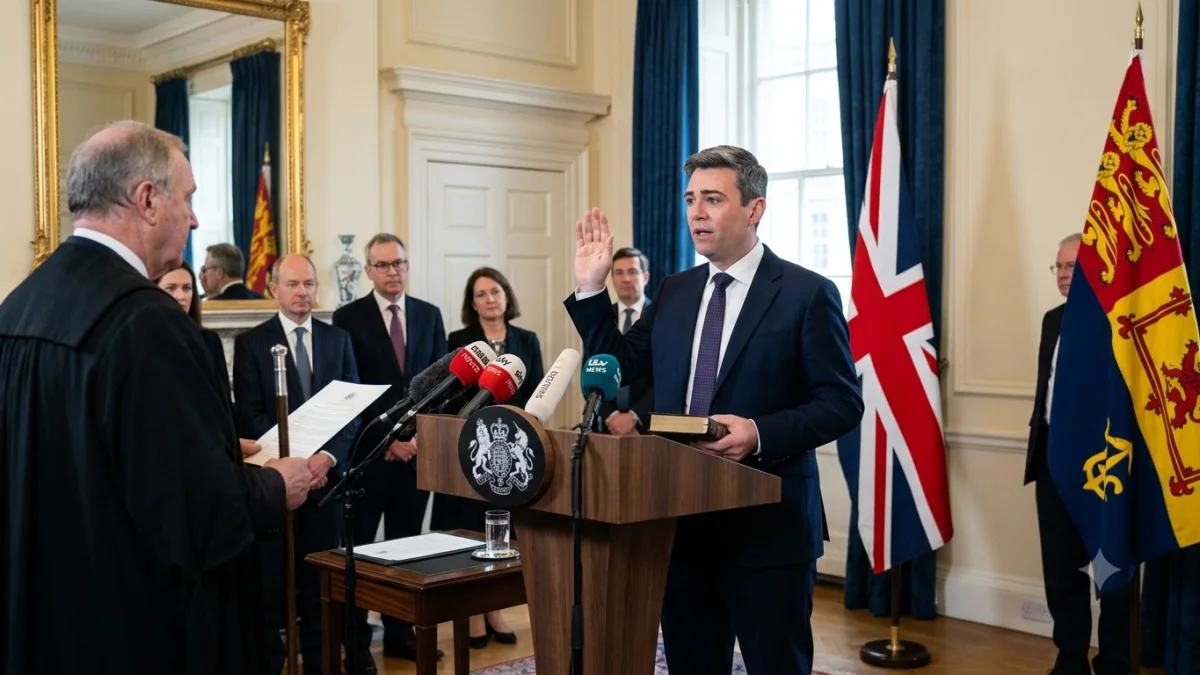 Andy Burnham Sworn in as New UK Prime Minister After Starmer Resignation