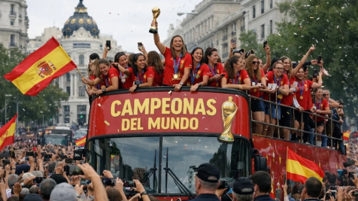Spanish Football Team Celebrates World Cup Victory With Open Bus Parade