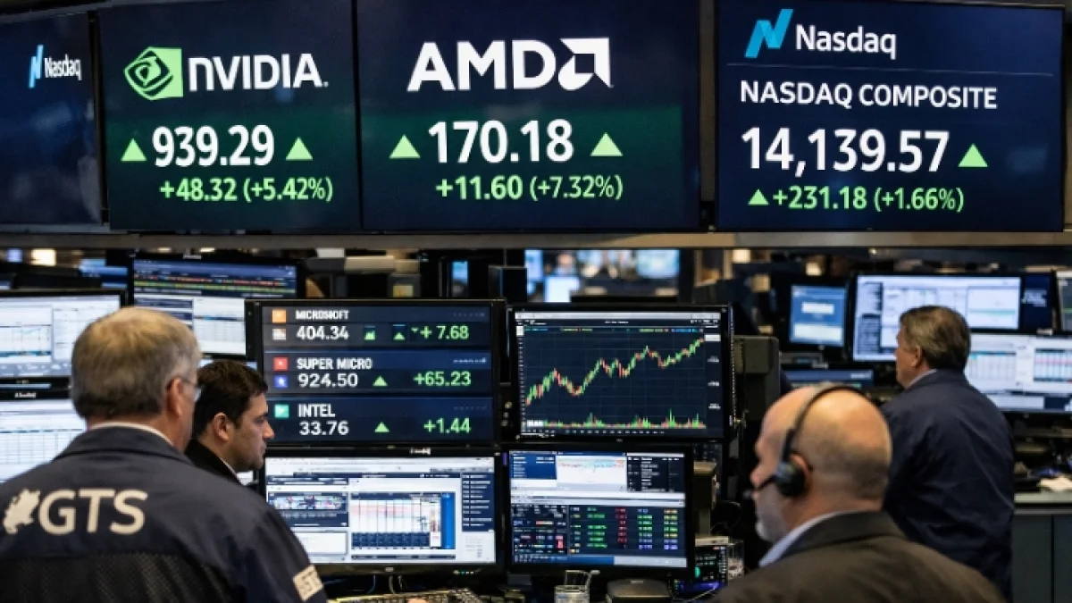 AI Chip Stocks Rebound Driving Nasdaq Higher on Wall Street