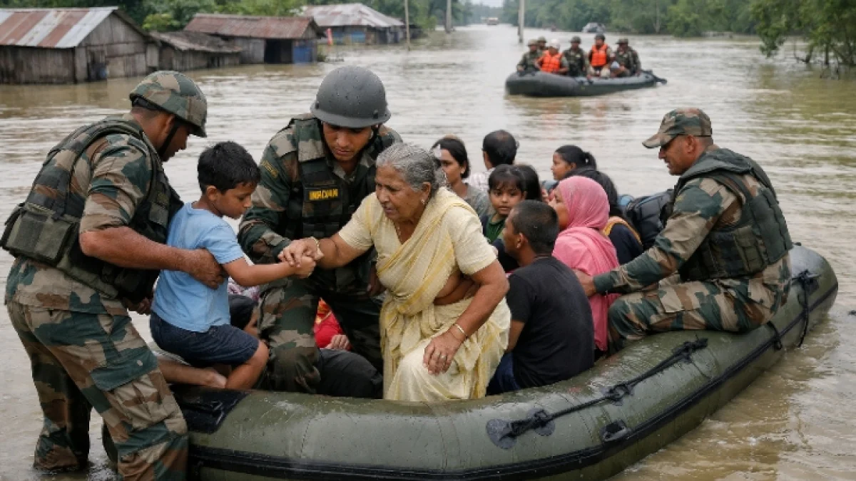 Indian Army Rescues Hundreds Amid Assam Flooding