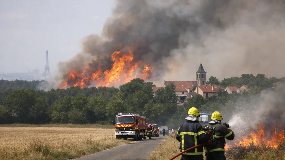 Wildfire Rages South of Paris During European Heatwave