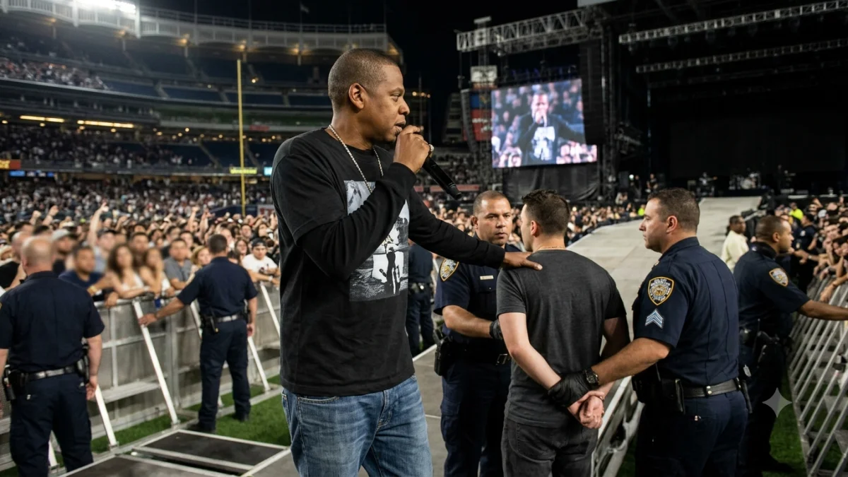 Jay-Z Performs After Yankee Stadium Security Breach