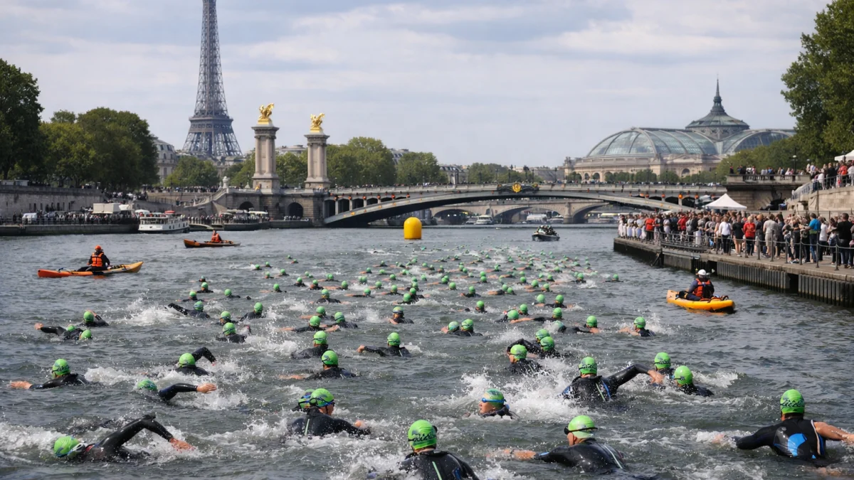 Hundreds Participate in Paris Seine River Swim Event