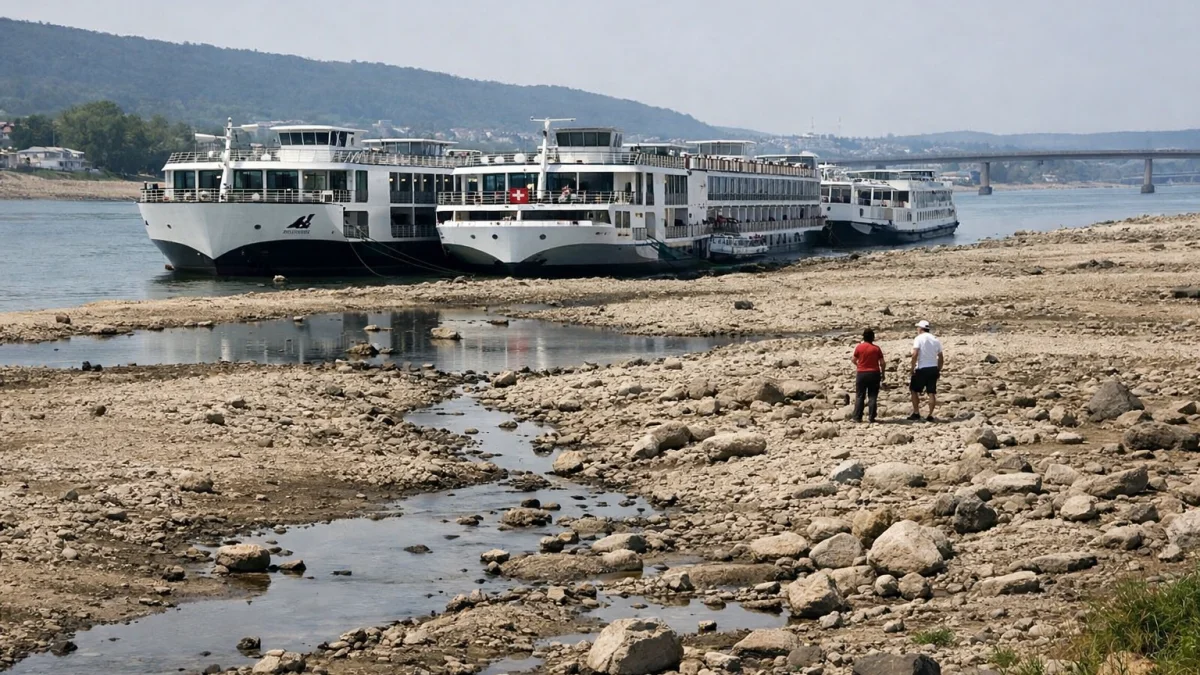Dürre Affects Danube River Halting Cruise Ships in Romania