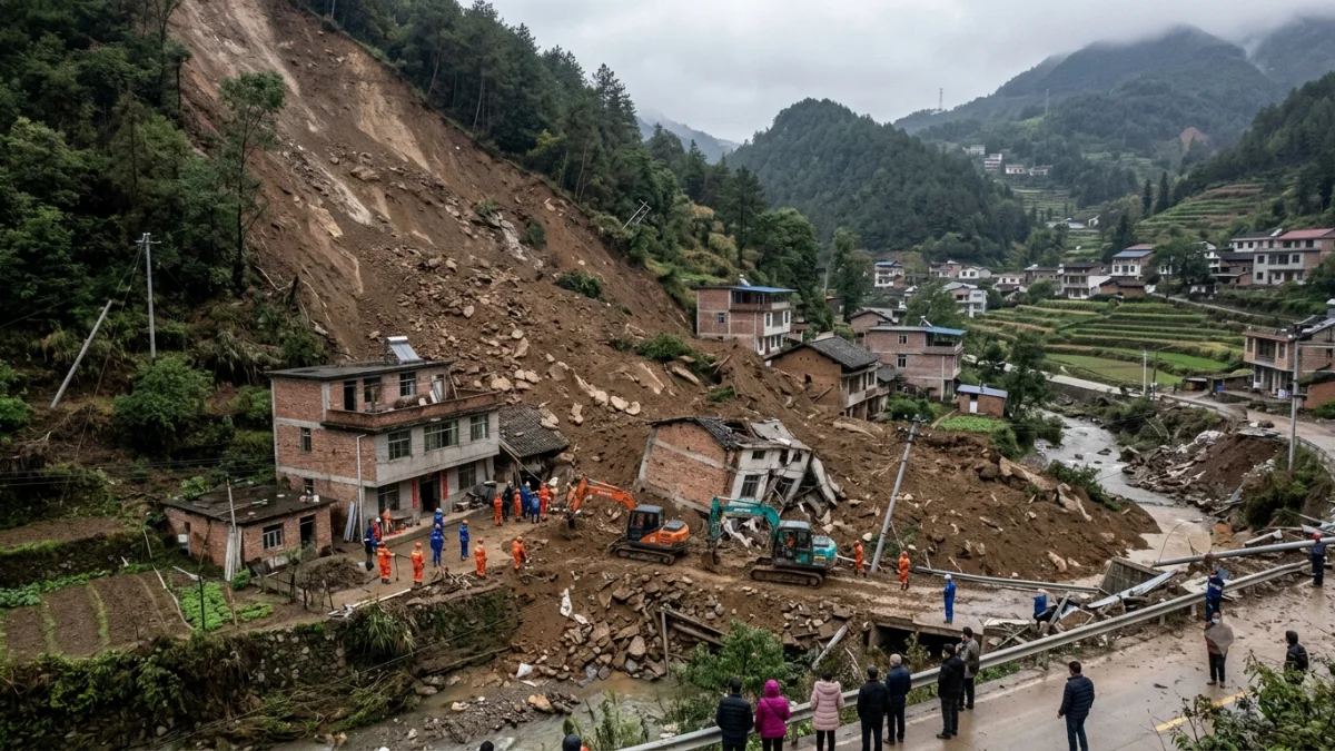 Landslide Buries Buildings in Chinese Region