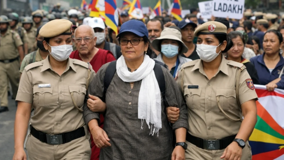 Sonam Wangchuk's Wife Joins Delhi Protest March Under Restrictions