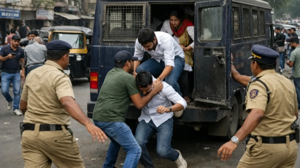 Mumbai Pedestrian Helps Detained Protesters Escape Police Van