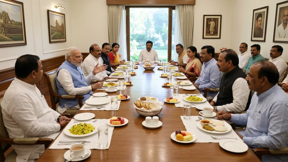 PM Modi Hosts Breakfast Meeting With BJP Parliamentarians
