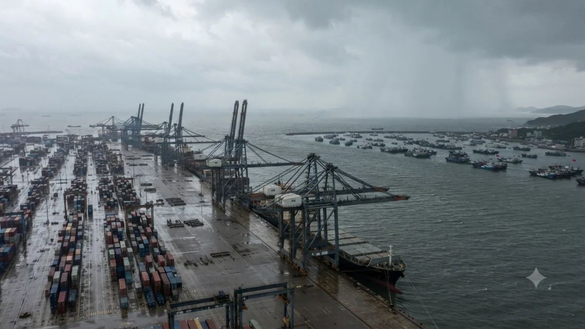 Zhejiang Province Halts Port Operations for Storm