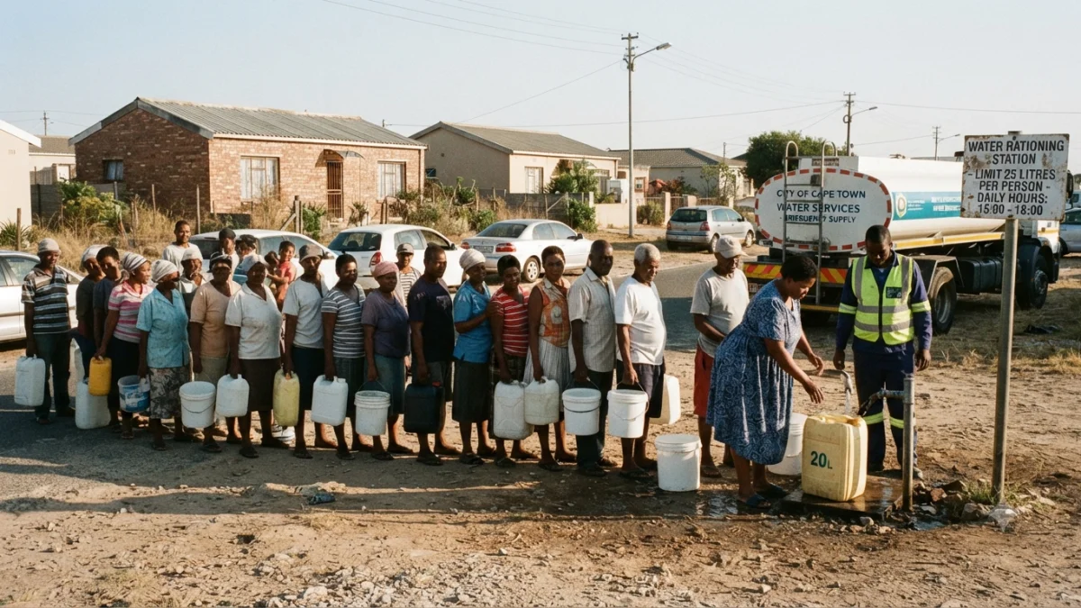 Residents Collect Water as Rationing Takes Effect