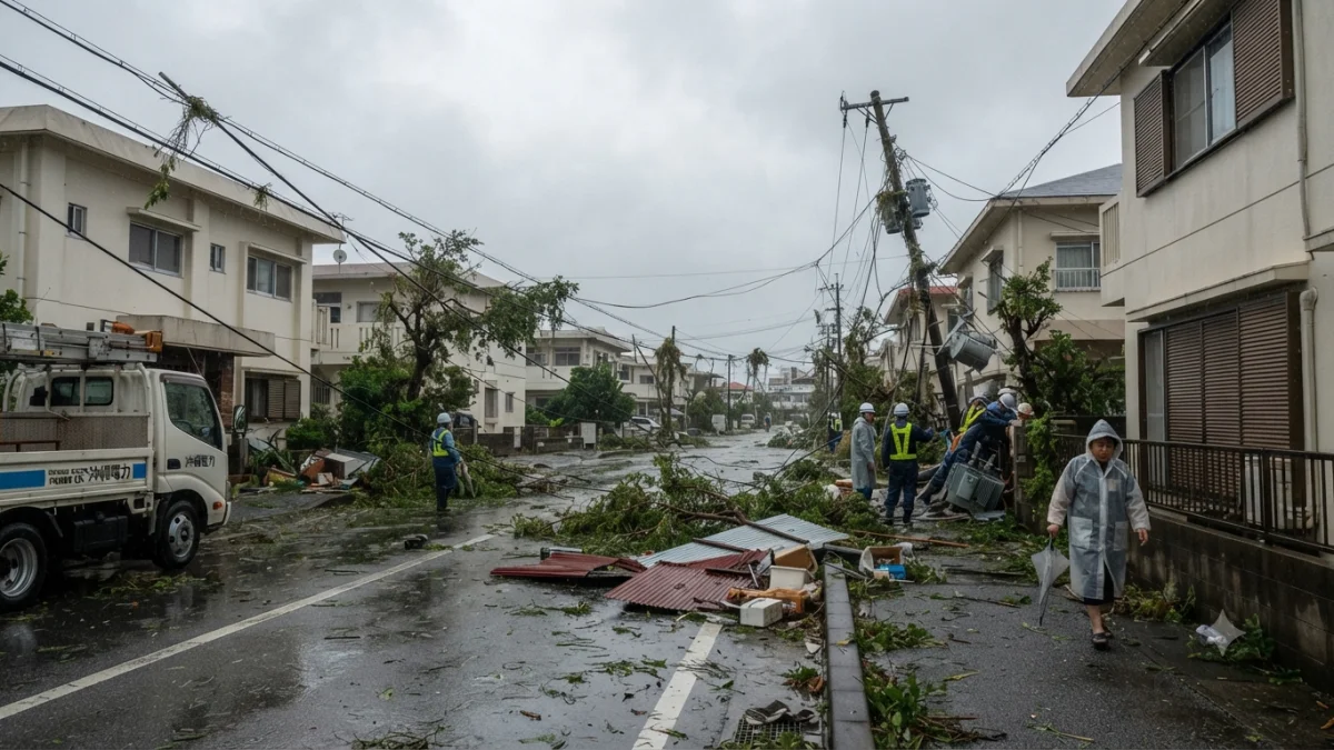 Typhoon Dolphin Hits Okinawa Cutting Power to Thousands