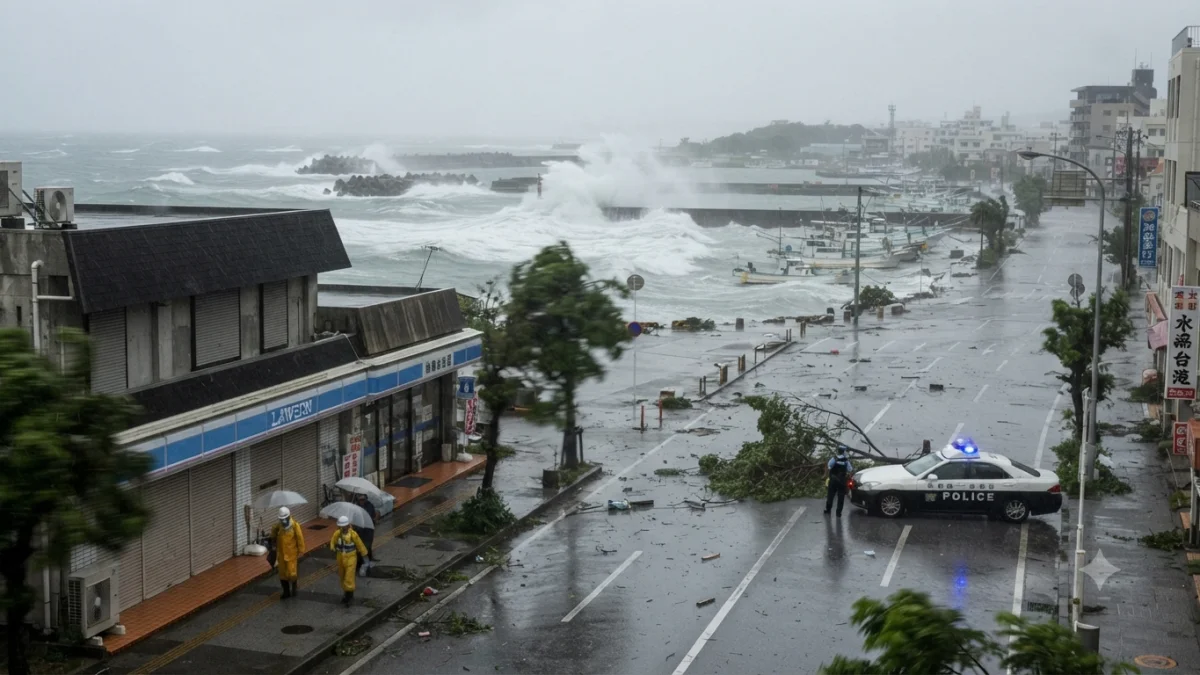 Typhoon Dolphin Makes Landfall in Japan Okinawa Prefecture