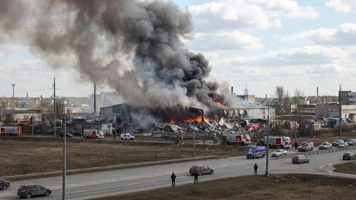 Ukrainian Drones Target Moscow Area Sparking Industrial Fire