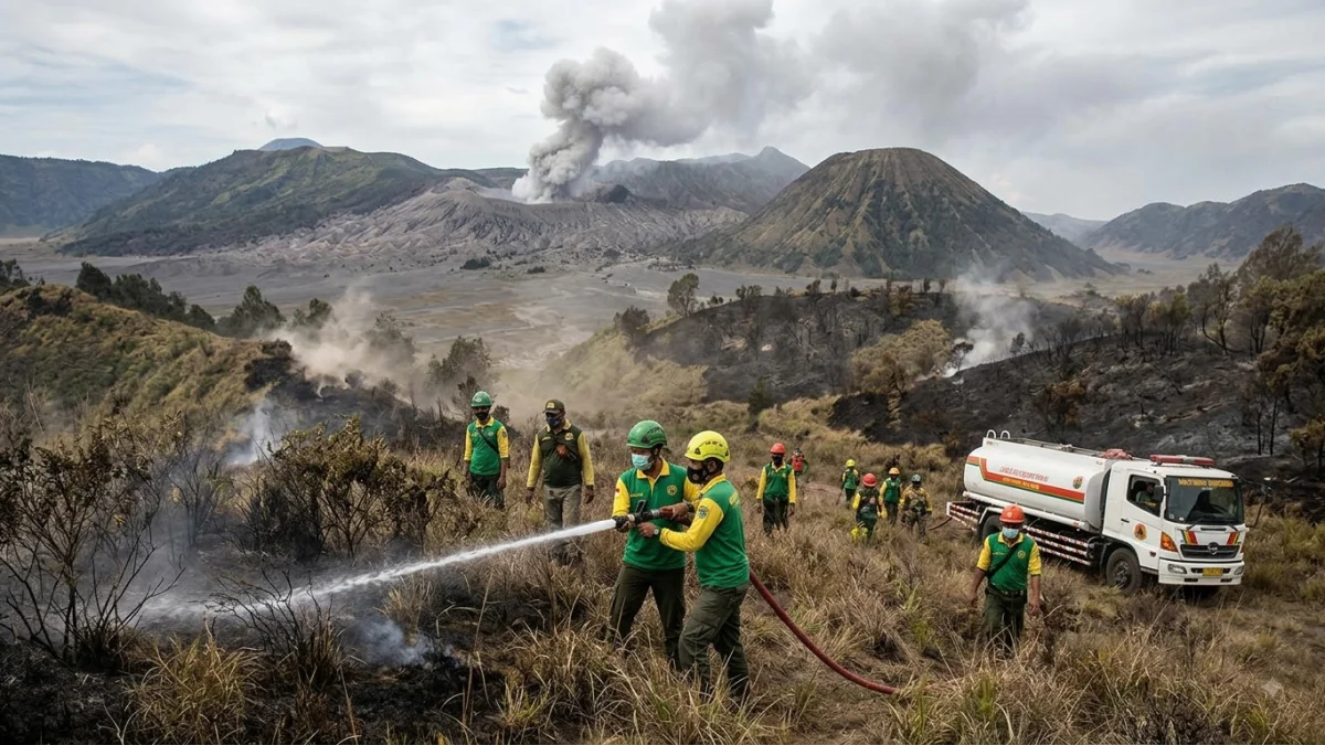 Indonesia Contains Fire Hotspots at Bromo National Park