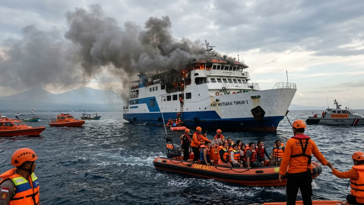 Ferry fire off Bali coast leaves one dead many rescued