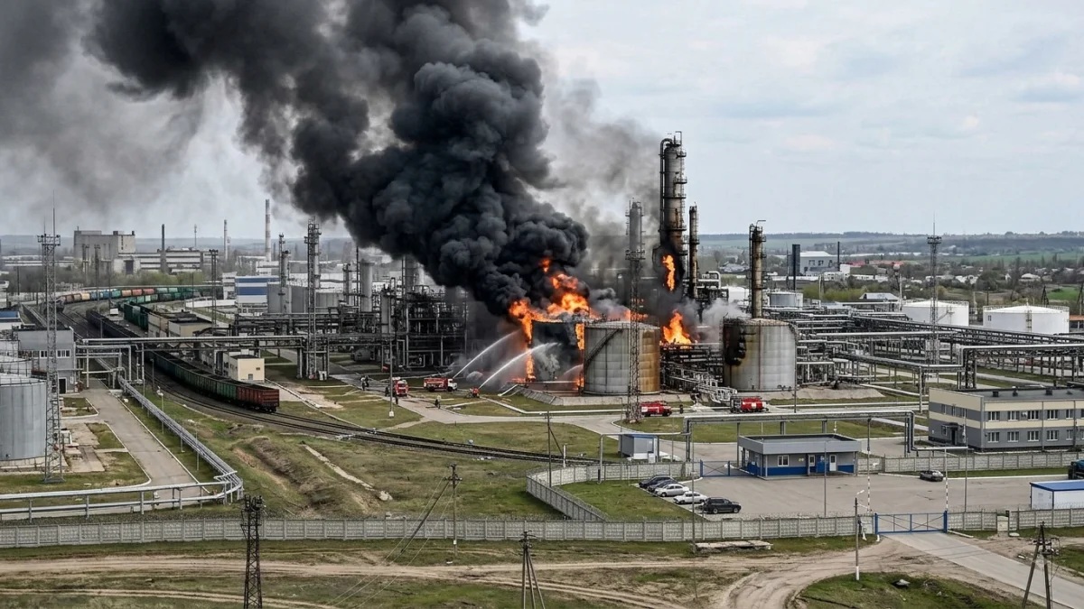 Ukrainian drones strike major Russian oil refinery deep inland