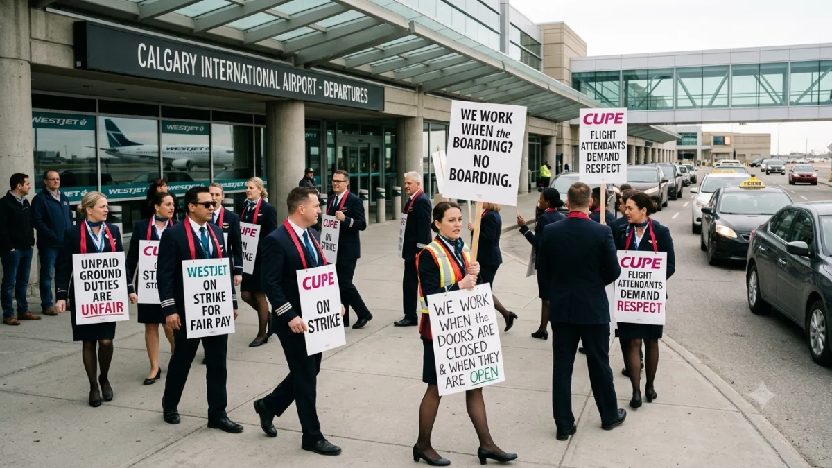 WestJet Flight Attendants Strike Over Unpaid Ground Duties