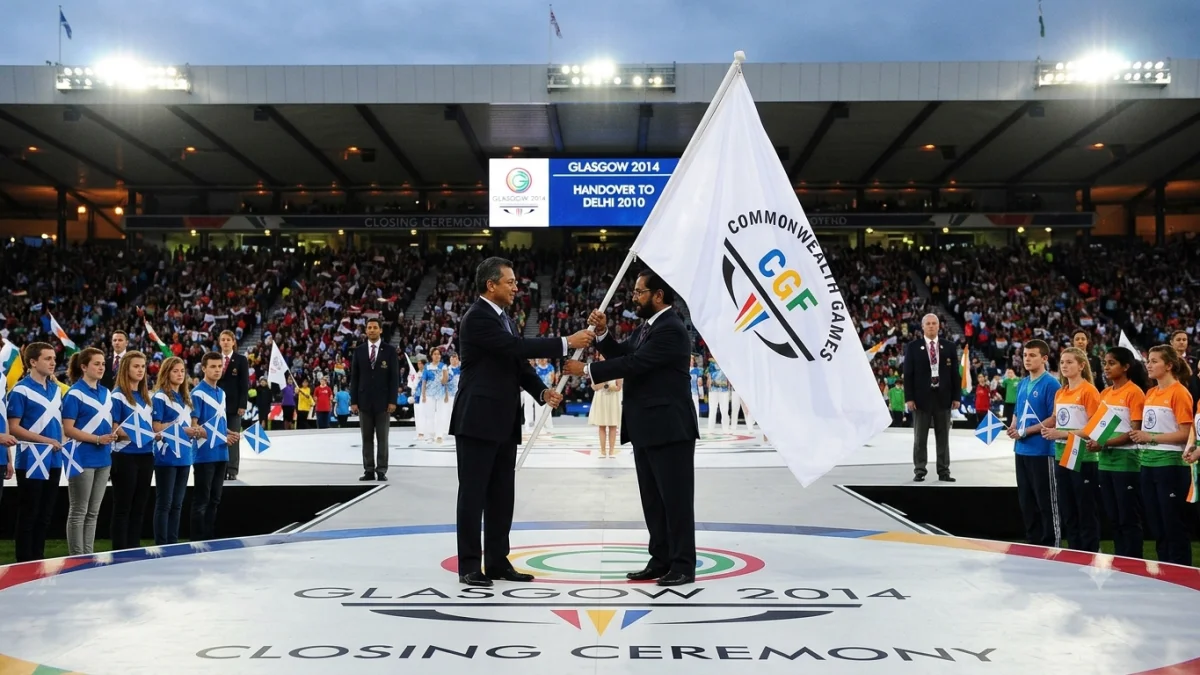 Glasgow Hands Commonwealth Games Flag to India in Closing Ceremony