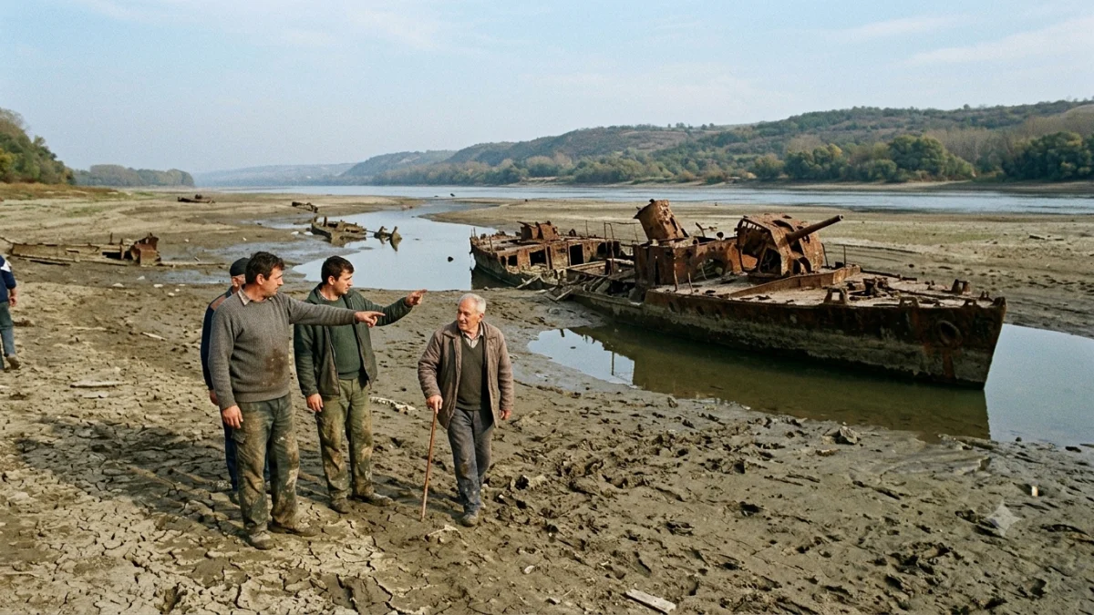 Danube Villagers Confront Exposed Warship Wrecks as River Runs Dry